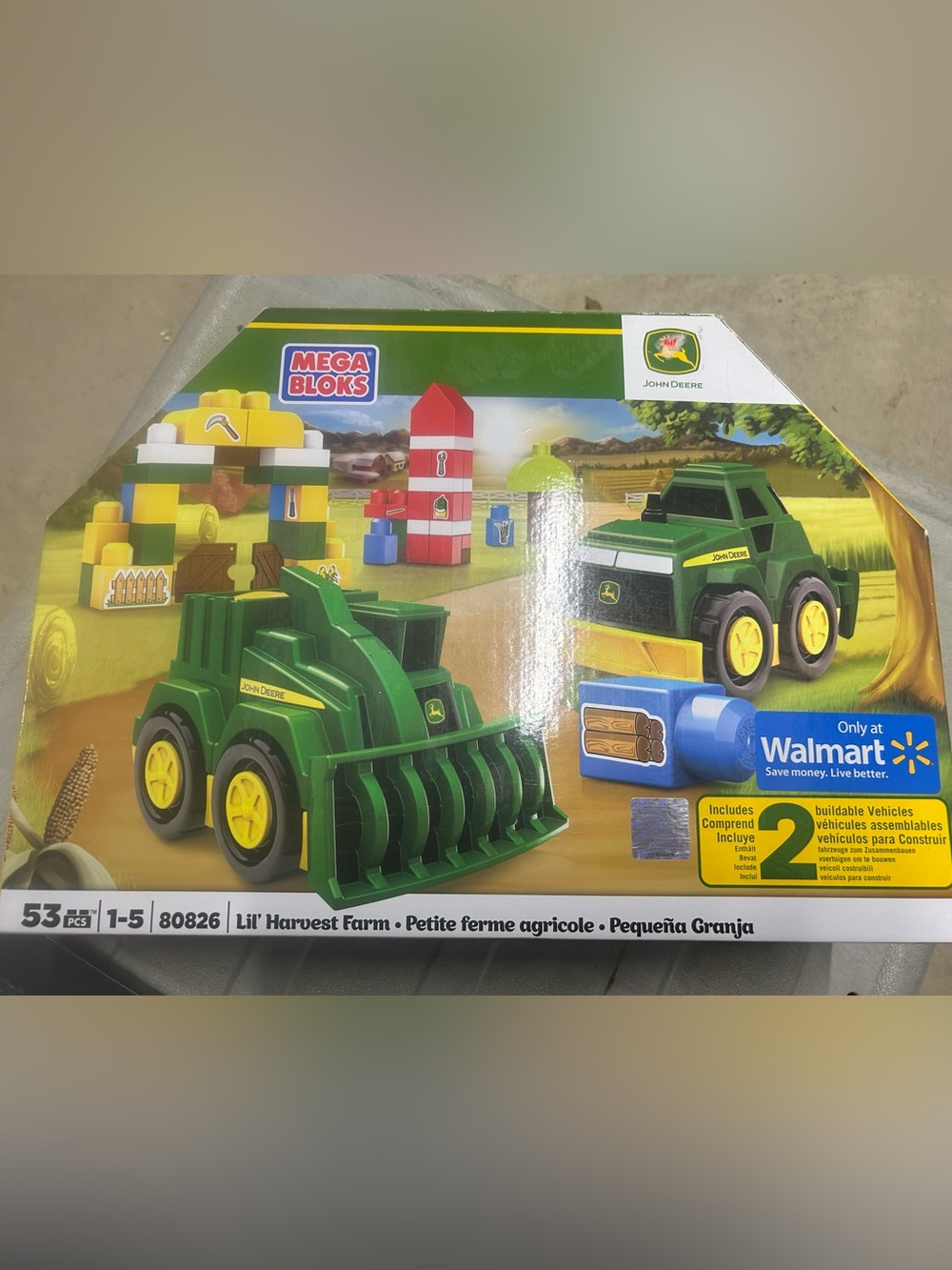 NWT new in box. John Deere mega blocks toy.  53 pieces. 2 vehicles to build.
